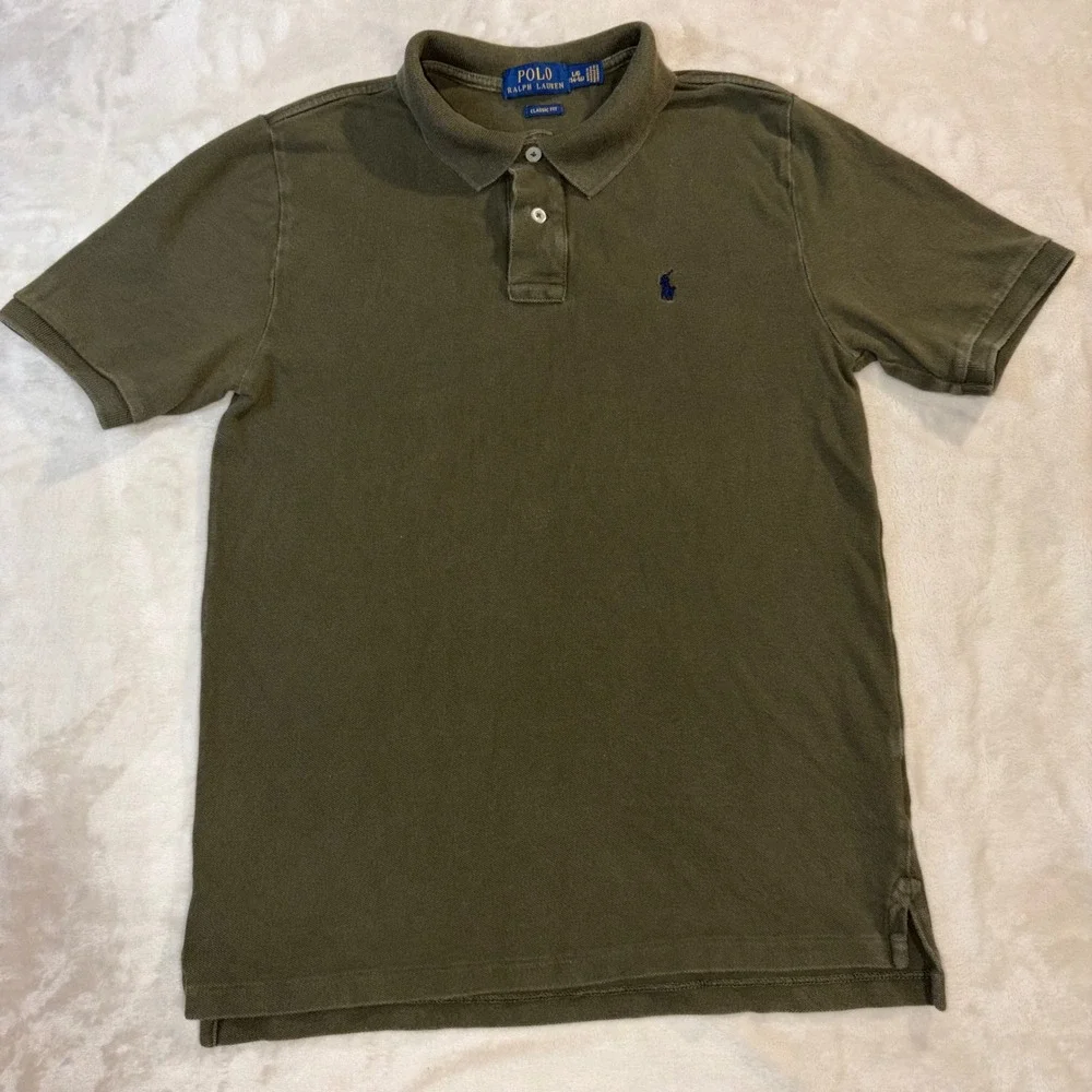 Polo Ralph Lauren Kids Large 14-16 Olive Green Classic Fit Short Sleeve Polo